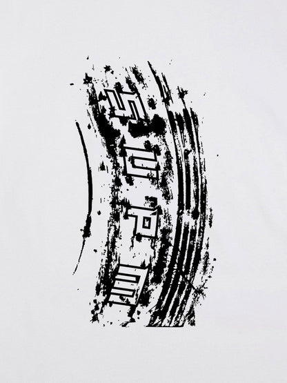 Tire Print Lettering T-Shirt 