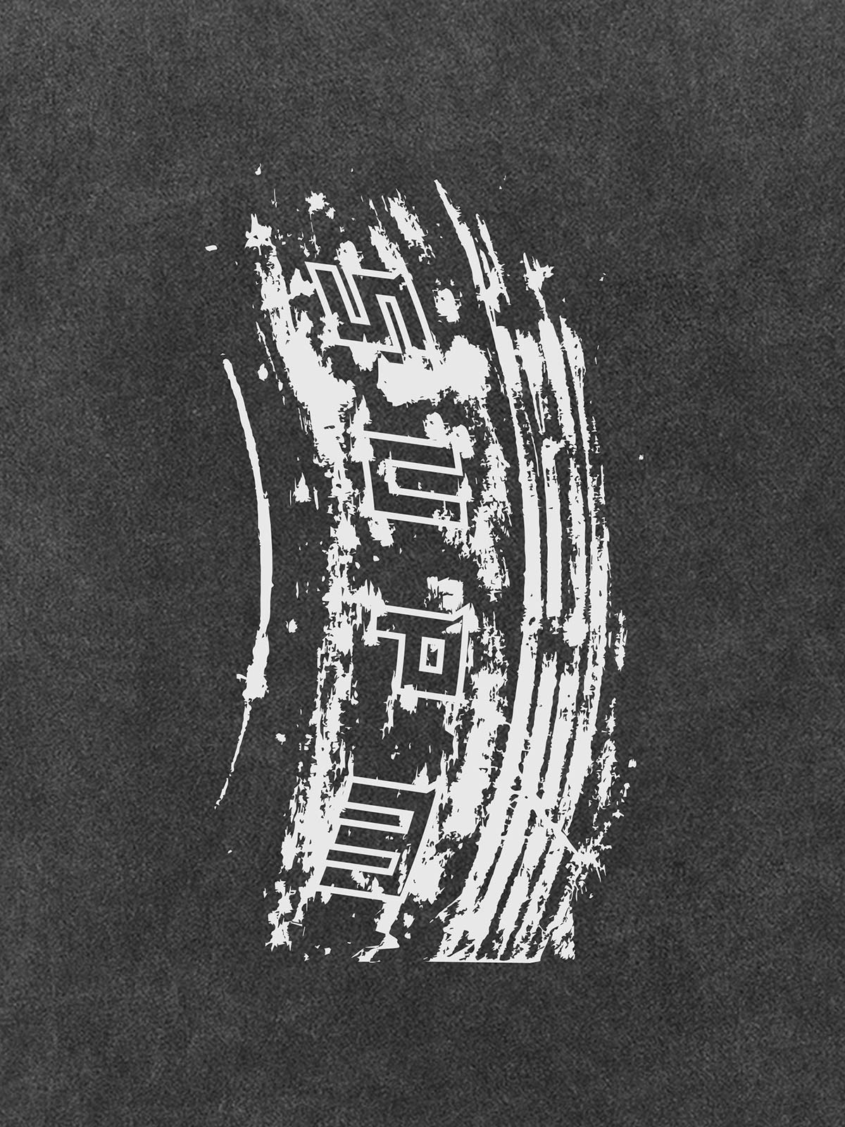 Tire Print Lettering T-Shirt 