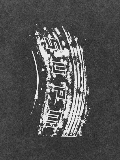 Tire Print Lettering T-Shirt 