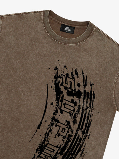 Tire Print Lettering T-Shirt 