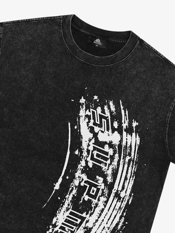 Tire Print Lettering T-Shirt 