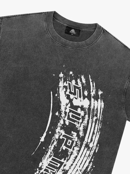 Tire Print Lettering T-Shirt 