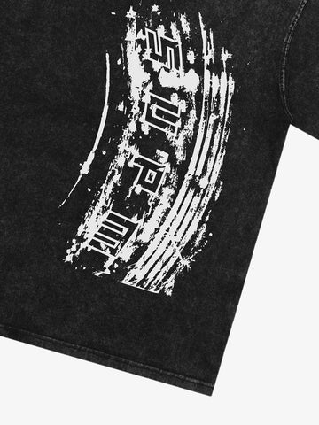 Tire Print Lettering T-Shirt 