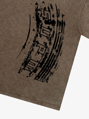 Tire Print Lettering T-Shirt 