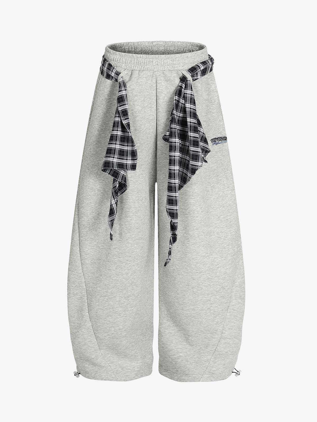 Street Detachable Plaid Waistband Machete Casual Pants 