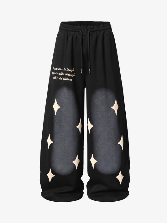 Jogginghose mit Sternen-Spray-Print im Used-Look