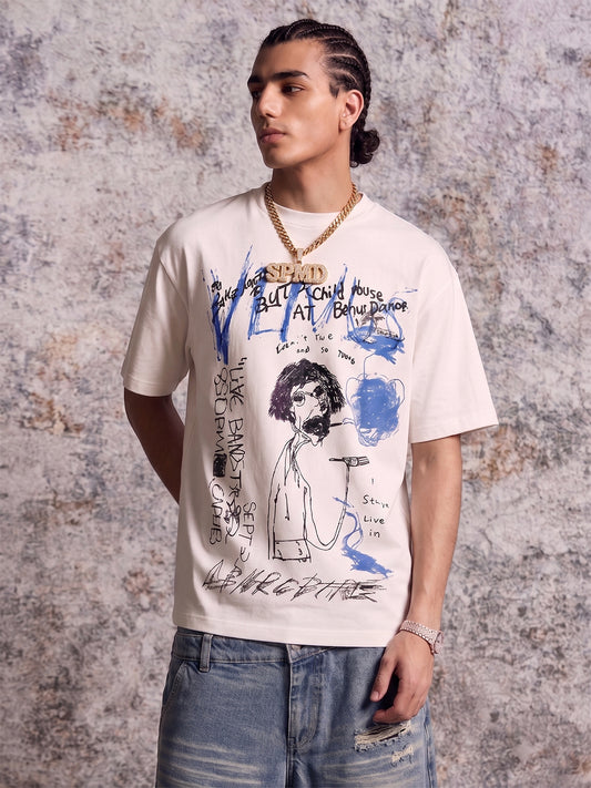 Abstraktes, handbemaltes Grafik-T-Shirt