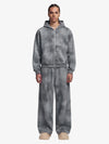Vintage Washed Tie-Dye Zip Up Hoodie & Barrel Sweatpants Tracksuit 