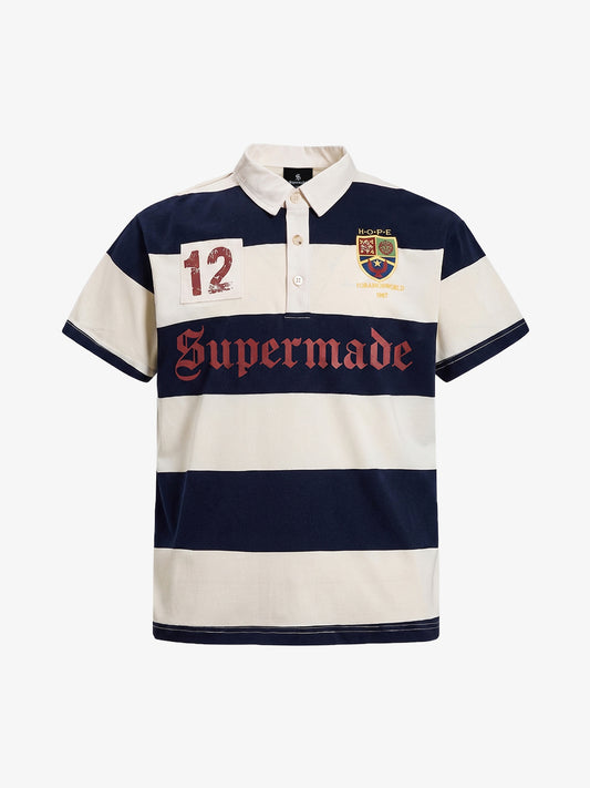 Vintage-Rugby-Poloshirt mit Streifen