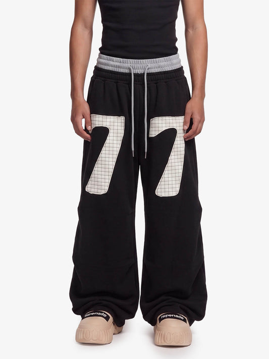 Sweatpants mit doppelter Taille und Raffung