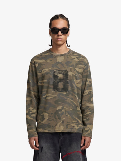Camo Number 8 Graphic Long Sleeve T-Shirt - 2638 
