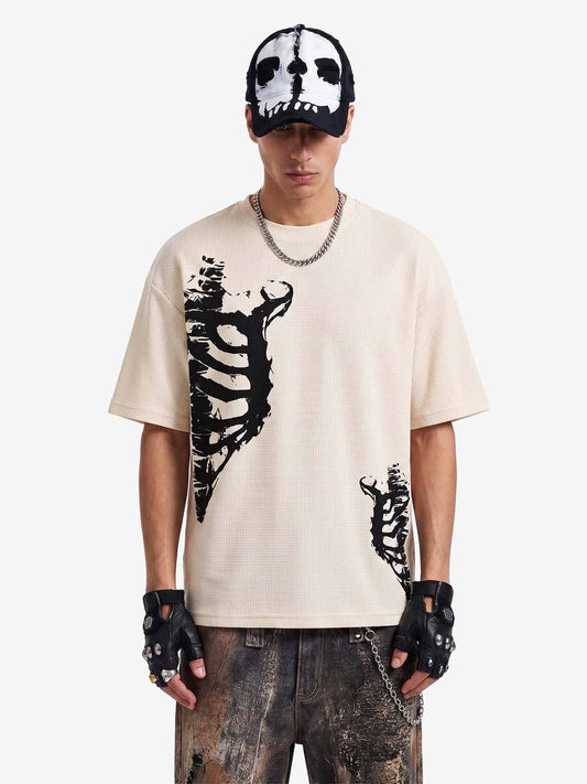 Asymmetrisches Skelett-Waffel-T-Shirt