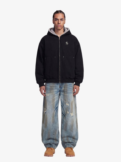 Thesupermade Fur Hooded Zip Up Quilted Jacket - 2510 