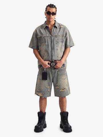 Ripped Denim Distressed Suit - 2460 