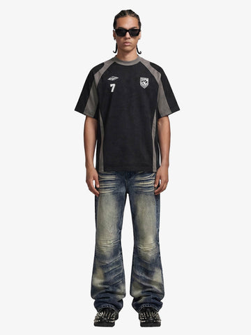Suede-Touch Embroidered Sport Color-Block T-Shirt 