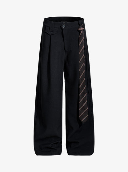 Tie Detail Relaxed Fit Draped Suit Pants 