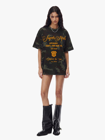 Camouflage Script Logo Graphic T-Shirt 