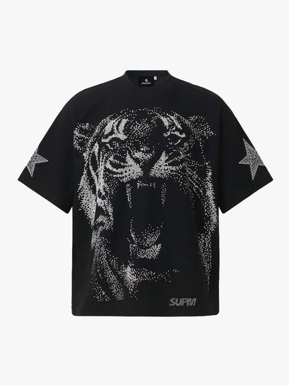 Tiger Graphic Star Sleeve T-Shirt 