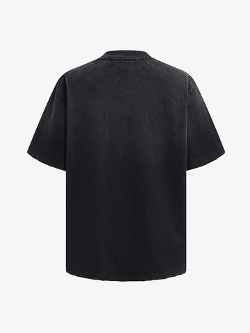 Vintage Washed Distressed Multi Logo Print T-Shirt 