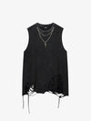 Street Ripped Vest with Detachable Necklace 