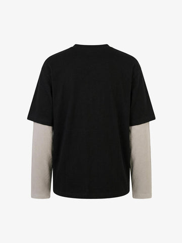 Waffle Knit Skeleton Graphic Layered T-Shirt 