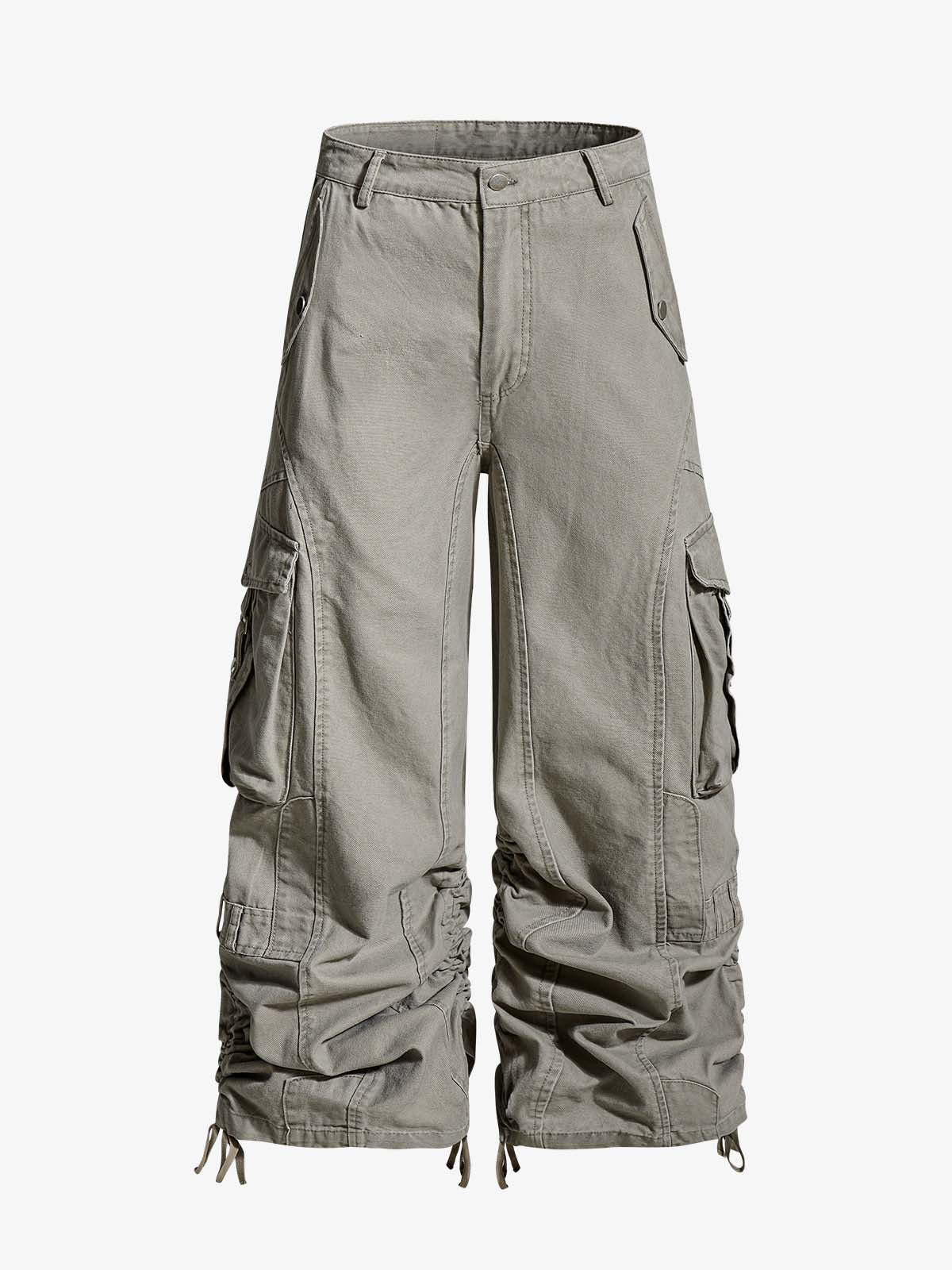 Ruched Cuffs Curved Cargo Pants 
