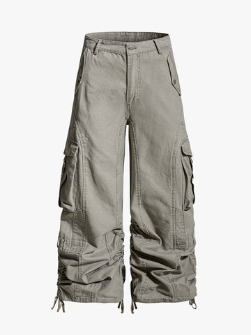Ruched Cuffs Curved Cargo Pants 