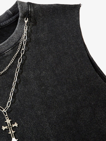 Street Ripped Vest with Detachable Necklace 