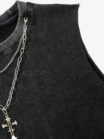 Street Ripped Vest with Detachable Necklace 