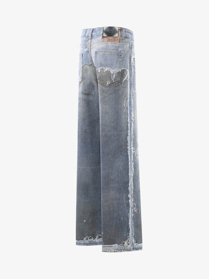 Vintage Jeans mit Used-Look und weitem Bein