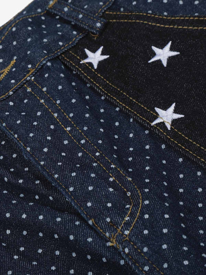 Star Embroidered Polka Dot Jeans
