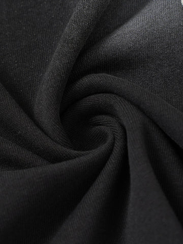 Black Raglan Sleeve T-Shirt with Herringbone Tape Detail – Cotton Blend Streetwear Tee