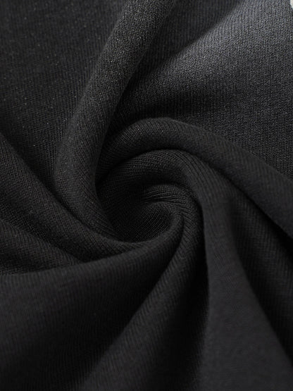 Black Raglan Sleeve T-Shirt with Herringbone Tape Detail – Cotton Blend Streetwear Tee