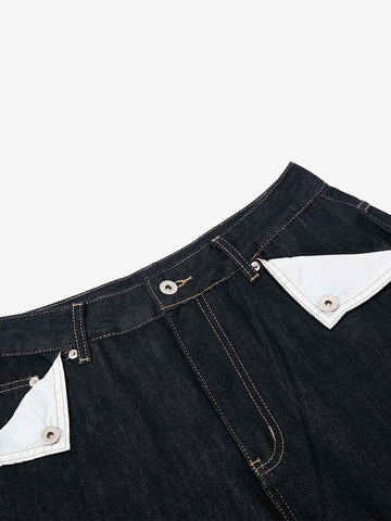 Cinch Back Contrast Stitch Jeans 