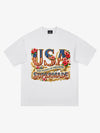 T-Shirt mit Blumenmuster und USA-Flagge