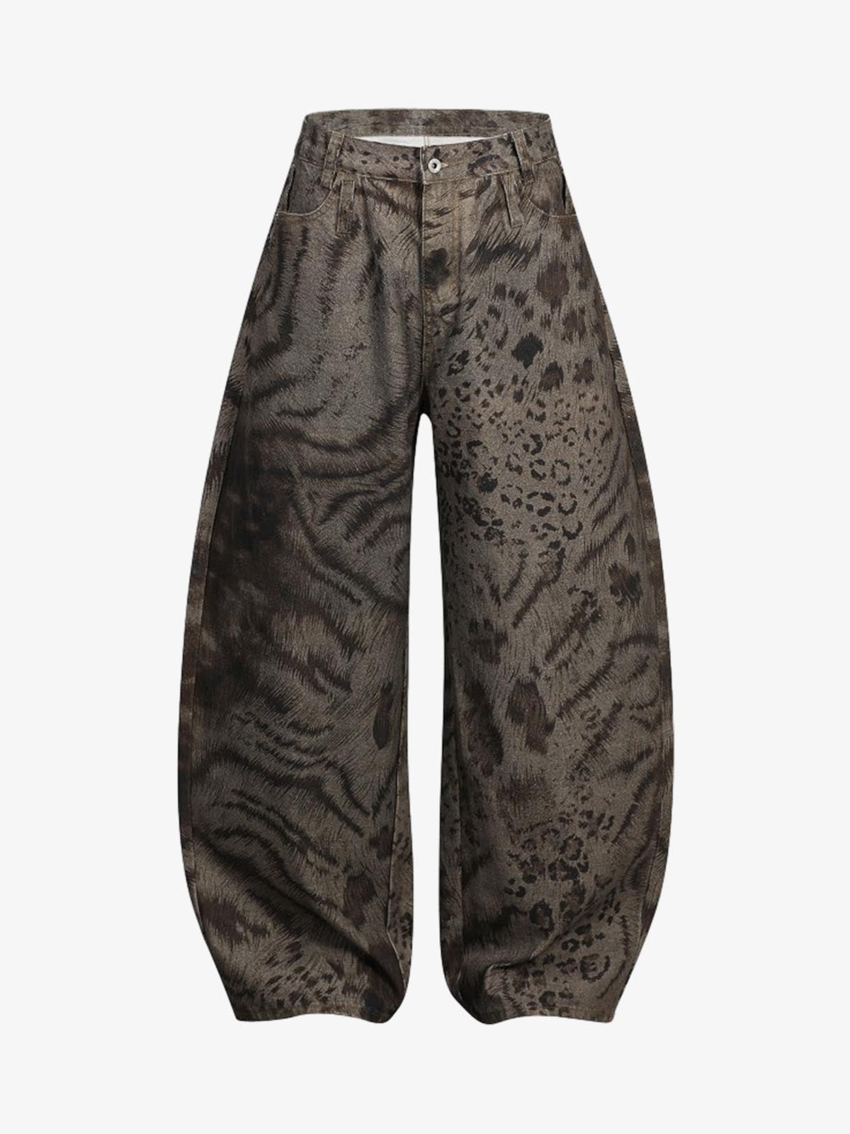 Leopard Tiger Curved-Leg Jeans
