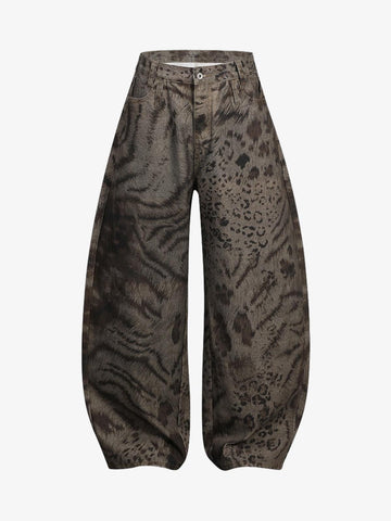 Leopard Tiger Curved-Leg Jeans