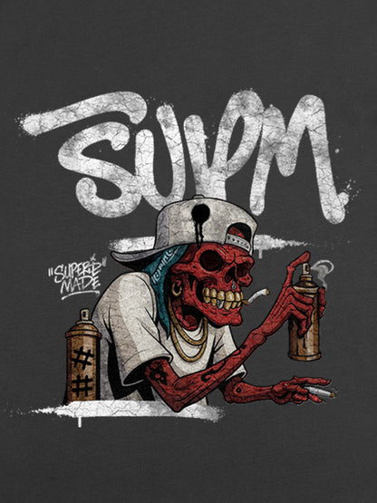 Street Trendy Skull Spray-Paint Graffiti Master T-Shirt 