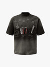 T-Shirt mit Musikinstrumenten-Motiv – Oversized-Baumwolle, Streetwear-Passform