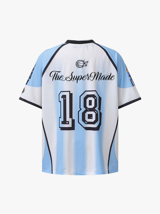 Gestreiftes Mesh-Fußballtrikot