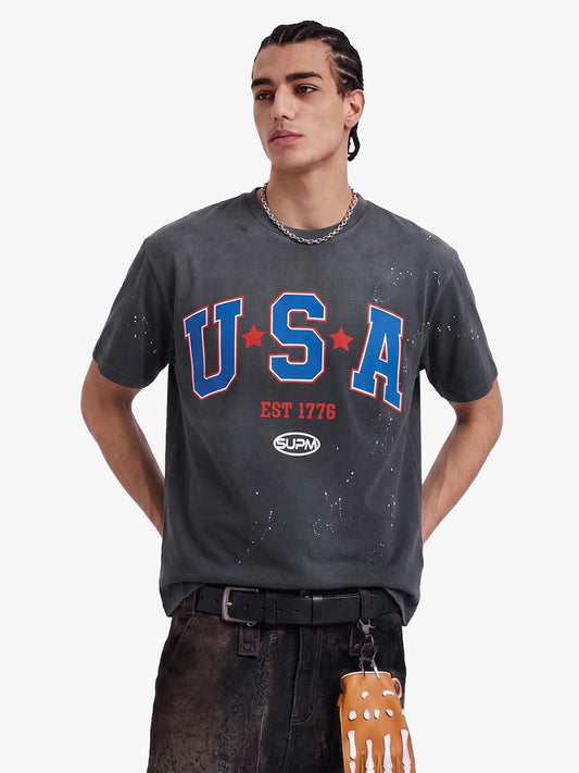 USA Graphic Splatter Washed T-Shirt