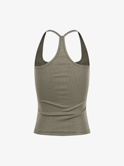 Tanktop mit Union-Jack-Motiv und Racerback-Ausschnitt – Tanktop aus Baumwollmischgewebe mit Nieten