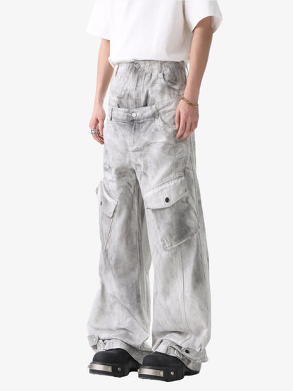 Vintage Cargo-Jeans mit doppeltem Bund