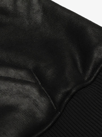 Vintage Leather Badge Fleece-lined Hooded Zip Bomber Jacket - 2547 