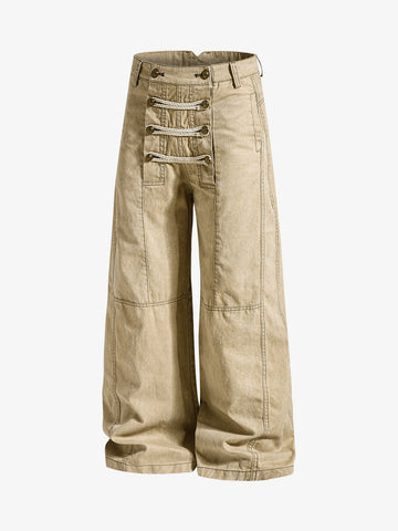 Military Button Baggy Cargo Pants – Napoleon Style Utility Streetwear