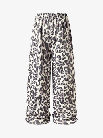 Leopard Print Pleated Drawstring Pants 