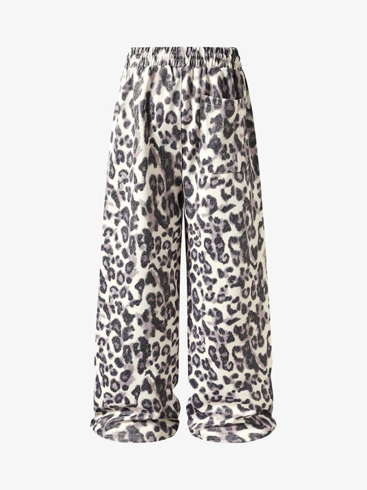 Plissierte Hose mit Leopardenmuster und Kordelzug