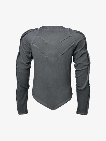 Vintage Washed Sculpted Seam Ribbed Long Sleeve T-Shirt - 2624 