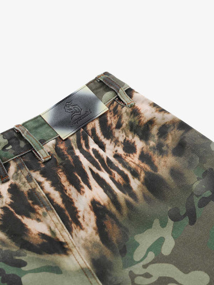 Camouflage-Leoparden-Patchwork-Cargohose