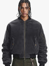 Vintage Washed Corduroy Distressed Bomber Jacket 